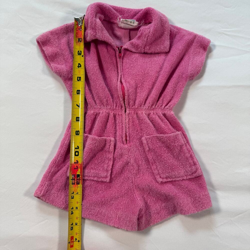 vintage 1960s terry cloth romper hot pink color Precious Togs Size 2T - Picture 5 of 6